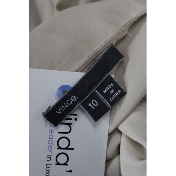 Vince Womens Silk Sleeveless Elastic Waist Cropped Leg Jumpsuit Beige Size 10 - Picture 7 of 7